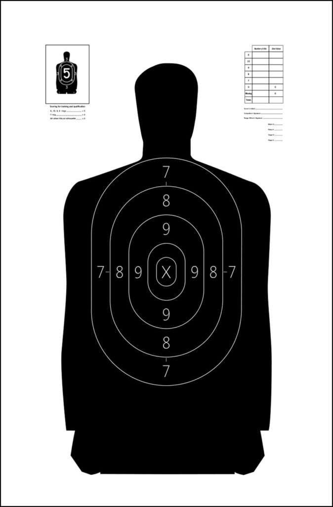 Action Target Qualification Silhouette Heavy Paper Hanging Target 100 Per Box