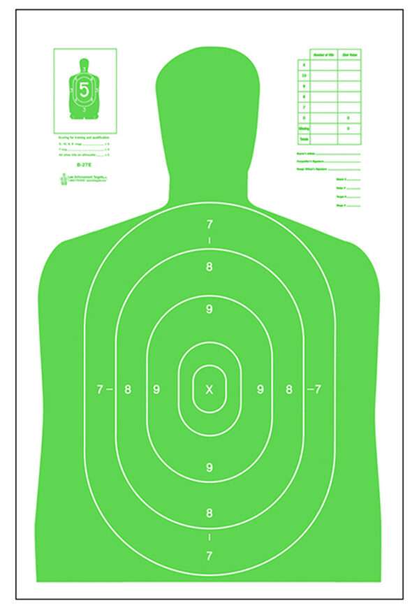 Action Target B27ELGR100 Qualification High Visibility Silhouette Paper 23"x35" Fluorescent Green/White 100 Per Box