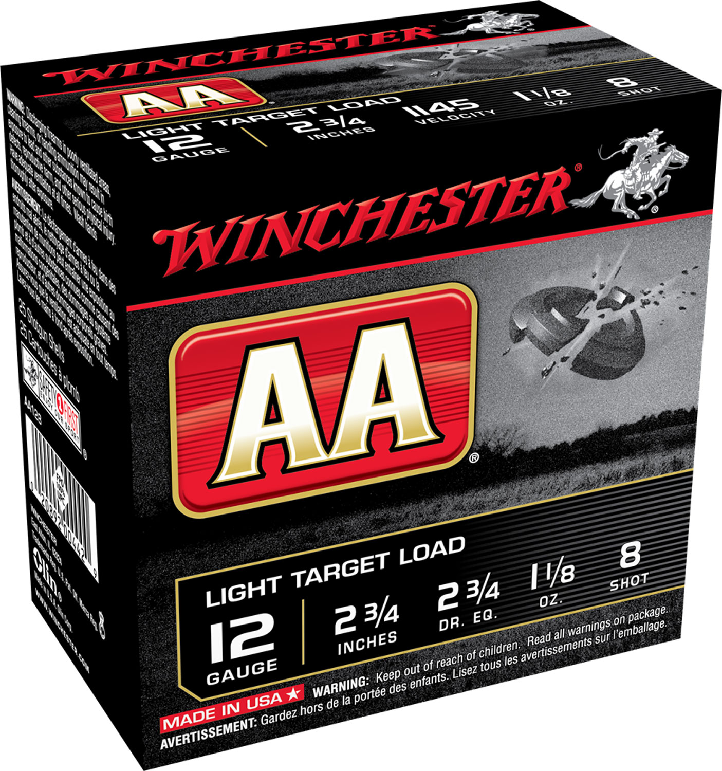 Winchester AA Light Target 12 Gauge 2.75 Inch 1 Winchester AA Light Target 12 Gauge 2.75 Inch 8 Shot 100 Round Ammunition