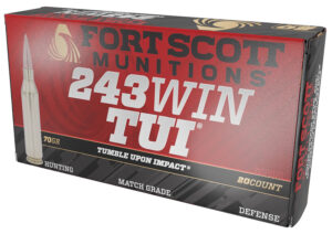 Fort Scott Munitions Tumble Upon Impact 243 Winchester 70 Grain Solid Copper Ammunition