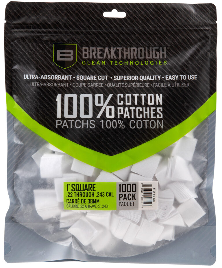 Breakthrough Clean Technologies Square Patches 243/270 Caliber 1 Inch 1000 Count Cleaning Accessory