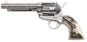 Taylors and Company 1873 Cattle Brand 357 Magnum 6 Round 5.50 Inch Nickel Engraved Revolver