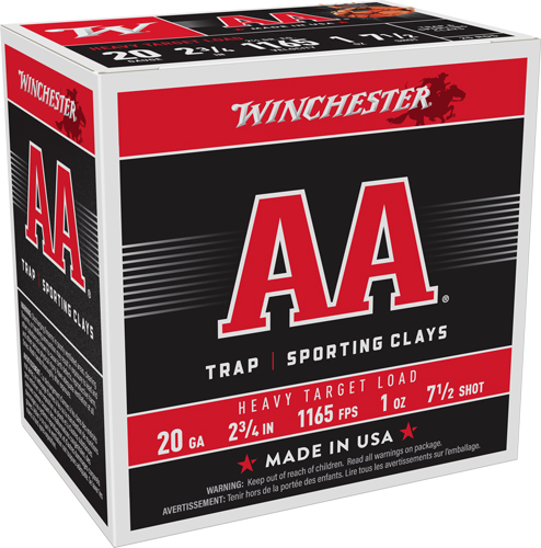Winchester AA 20 Gauge 2-3/4 Inch 1 Ounce Number 7.5 Shot Ammunition