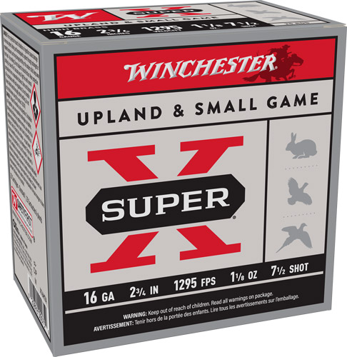 Winchester Super-X 16 Gauge 2-3/4 Inch 1-1/8oz Number 7.5 Shot 25 Round Shotgun Ammunition