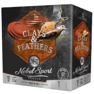 Nobel Sport Clays and Feathers 12 Gauge 2-3/4 Inch 1oz 1300 FPS Number 8 250 Round Shotgun Ammunition Case
