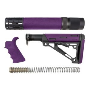 Hogue AR-15 M16 Overmolded Beavertail Grip and Collapsible Mil-Spec Buffer Tube Buttstock Kit Purple