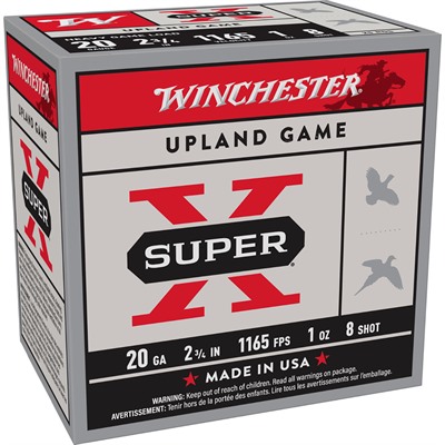 Winchester Super-X 20 Gauge 2-3/4 Inch Number 8 Shot 25 Round Shotgun Ammunition