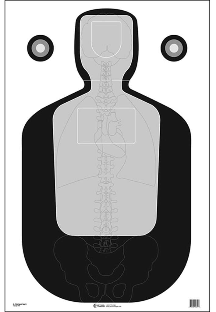 Action Target TQ-19 Qualification Silhouette Vitals Paper Hanging Target