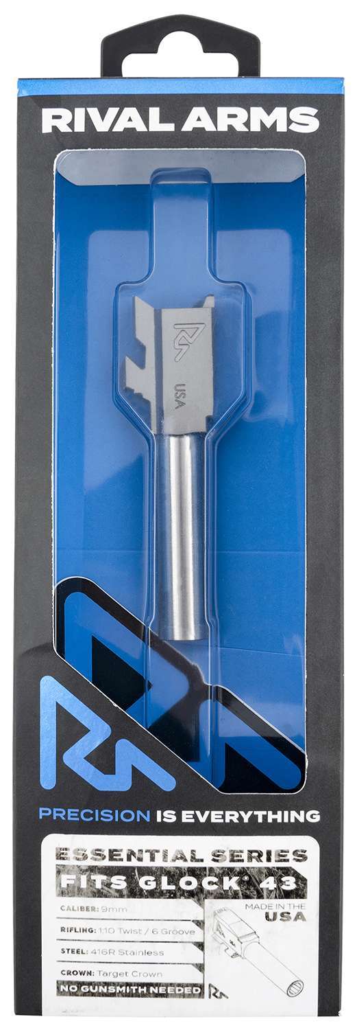 Rival Arms RA-RA22G301D Essential V2 Drop-In Barrel 9mm Luger 3.41" Stainless Steel Finish & Material for Glock 43 1 Rival Arms RA-RA22G301D Essential V2 Drop-In Barrel 9mm Luger 3.41" Stainless Steel Finish & Material for Glock 43