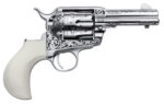 Cimarron PP346HUCKENG Huckleberry 45 Colt (LC) 6 Shot, 3.50" Nickel Engraved Barrel, Cylinder & Frame, Poly-Ivory w/"Huckleberry" Engraved On The Backstrap Grip