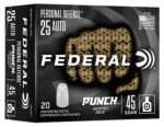 Federal PD25P1 Punch Personal Defense 25ACP 45gr Hollow Point 20 Per Box/10 Case
