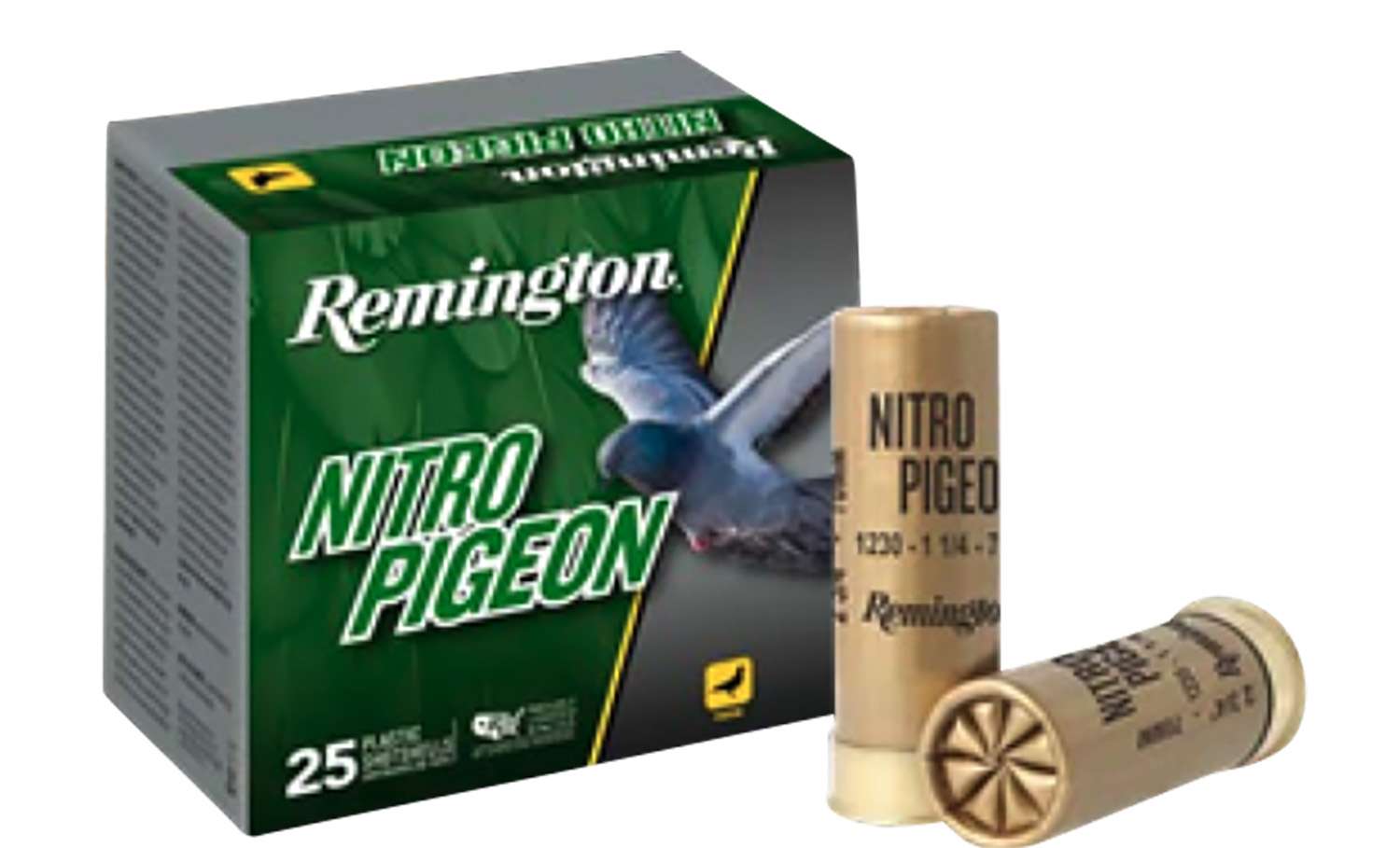 Remington Nitro Pigeon 12 Gauge 2-3/4" Number 7.5 Shot Ammunition 1 Remington Nitro Pigeon 12 Gauge 2-3/4 Inch Number 7.5 Shot 25 Round Shotgun Ammunition
