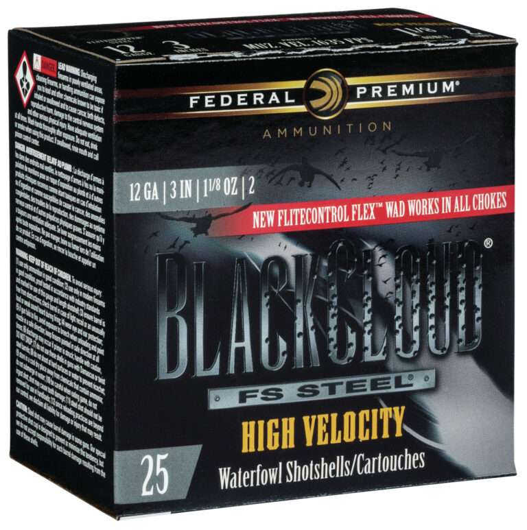 Federal Black Cloud FS High Velocity 12 Gauge 3 Inch 1 1/8oz Number 2 Shot 25 Round Shotgun Ammunition