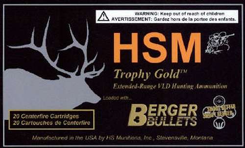 HSM Trophy Gold 308 Winchester 210 Grain Berger VLD Hunting Ammunition
