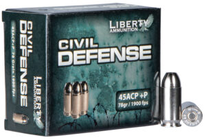 Liberty Civil Defense 45 ACP Nickel-Plated Brass Ammunition