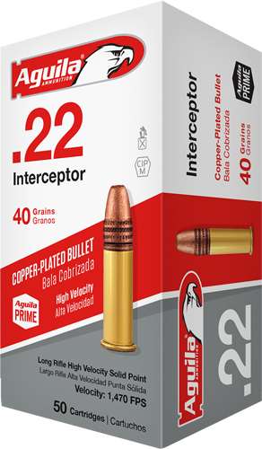 AGUILA INTERCEPTOR 22LR 40GR - LEAD-RN 1000RD CASE LOT 1 AGUILA INTERCEPTOR 22LR 40GR - LEAD-RN 1000RD CASE LOT