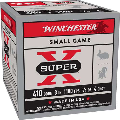 WINCHESTER SUPER-X 410 3" - 3/4OZ #4 25RD 10BX/CS 1 WINCHESTER SUPER-X 410 3" - 3/4OZ #4 25RD 10BX/CS
