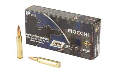 Fiocchi Hyperformance SBR 223 Remington 77 Grain Boat Tail Hollow Point Ammunition