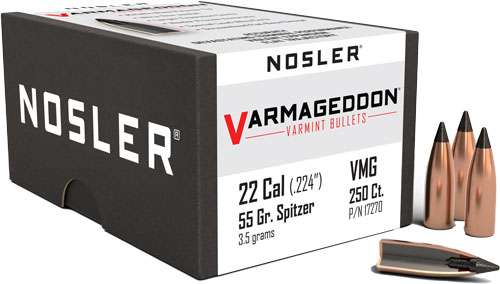 NOSLER BULLETS 22 CAL .224 - 55GR VARMAGEDDON TIPPED 250CT 1 NOSLER BULLETS 22 CAL .224 - 55GR VARMAGEDDON TIPPED 250CT