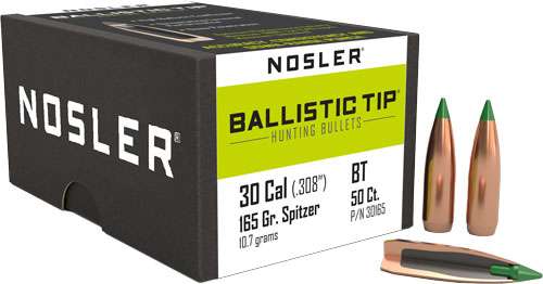 Nosler Ballistic Tip 30 Caliber 165 Grain Rifle Ammunition