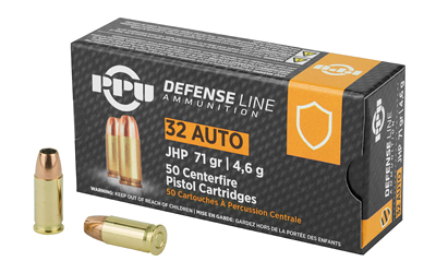 PPU 32 ACP 71 Grain Jacketed Hollow Point Handgun Defense Ammunition