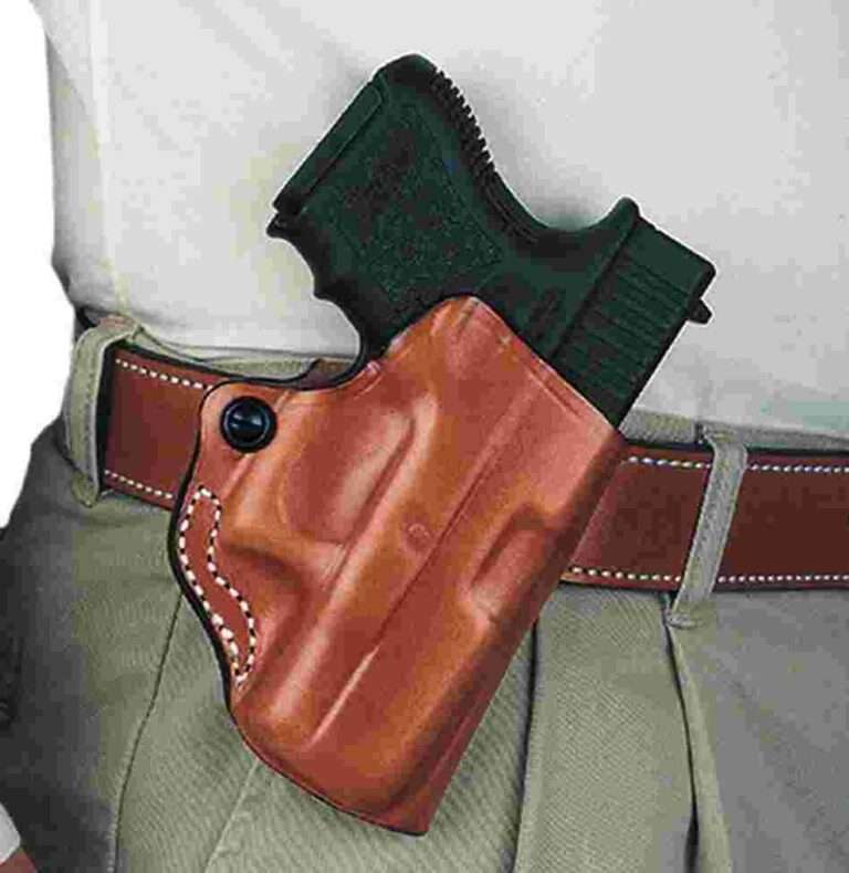 DeSantis Style 019 Mini Scabbard Smith and Wesson J Frame Taurus 85 Tan Belt Slide Holster