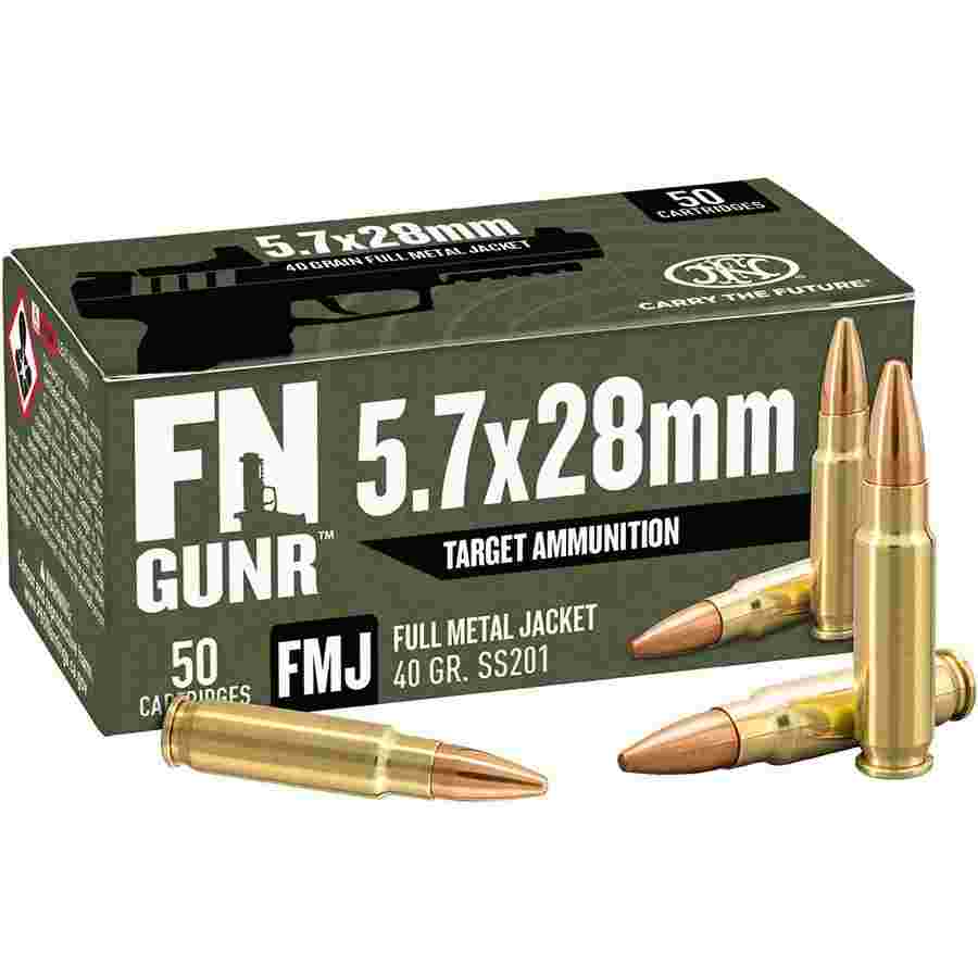 FN SS201 Target Handgun Ammunition 5.7x28mm 40gr FMJ 1700 fps 500/ct Case 1 FN SS201 Target Handgun Ammunition 5.7x28mm 40gr FMJ 1700 fps 500/ct Case