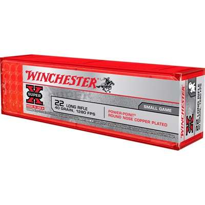 Winchester Super-X 22 Long Rifle 40 Grain Plated Power Point Ammunition