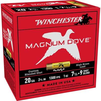 Winchester Magnum Dove 20 Gauge 2-3/4 Inch 1 Ounce Number 7.5 and 9 Shot 25 Round Ammunition