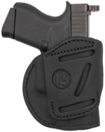 1791 Gunleather 4WH3SBLL 4-Way IWB/OWB Size 03 Stealth Black Leather Belt Clip Compatible w/Glock 26/Ruger LC9/S&W M&P Shield/2.0 9/40 Left Hand