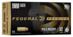 Federal GM9AP1 Gold Medal Centerfire Pistol 9mmLuger 147gr Full Metal Jacket 50 Per Box/10 Case