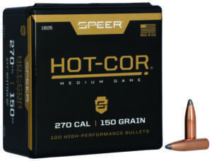 Speer Hot-Cor 277 Caliber 150 Grain Spitzer Soft Point Reloading Bullet 100 Count