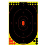 Birchwood Casey 34617 Shoot-N-C Reactive Target Self-Adhesive Paper Black/Yellow/Red 12"x18" Oval Silhouette 12 Pack