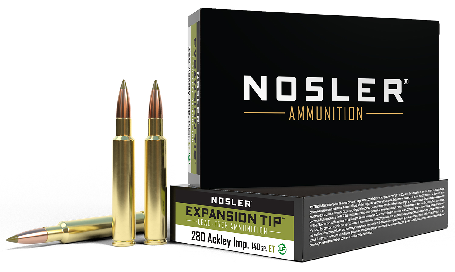 Nosler E-Tip 280 Ackley Improved 140 Grain Lead Free Rifle Ammunition 1 Nosler E-Tip 280 Ackley Improved 140 Grain Lead Free Rifle Ammunition