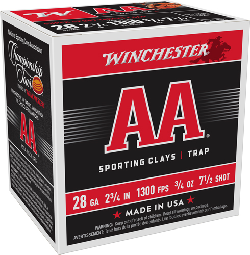 Winchester AA 28 Gauge 2-3/4 Inch 3/4oz Number 7.5 Shotgun Ammunition