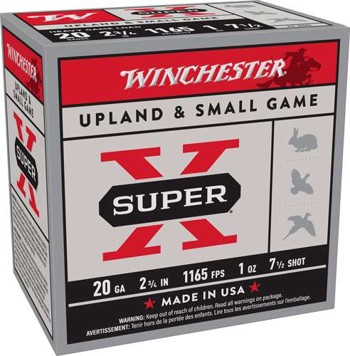 WINCHESTER SUPER-X 20GA 2.75" - 1OZ #7.5 1165FPS 250RD CASE 1 WINCHESTER SUPER-X 20GA 2.75" - 1OZ #7.5 1165FPS 250RD CASE