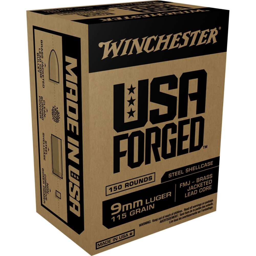 Winchester USA Forged- Steel Case Handgun Ammunition 9mm Luger 115 gr FMJ 1190 fps 150/ct 1 Winchester USA Forged- Steel Case Handgun Ammunition 9mm Luger 115 gr FMJ 1190 fps 150/ct