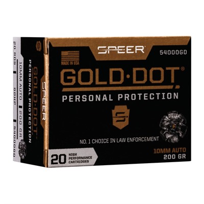 10MM AUTO 200GR GOLD DOT HOLLOW POINT 20/BOX 1 10MM AUTO 200GR GOLD DOT HOLLOW POINT 20/BOX