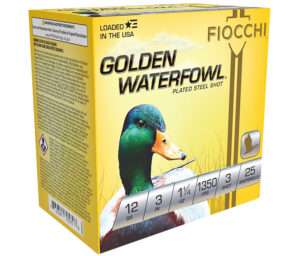 Fiocchi Golden Waterfowl 12 Gauge 3 Inch 1-1/4oz Number 3 Shot 25 Round Shotgun Ammunition