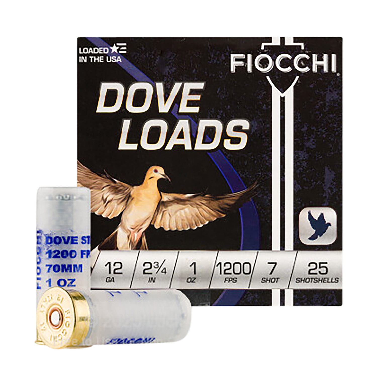 Fiocchi Dove and Quail 12 Gauge 2.75" 1oz #7 Shot Ammunition 1 Fiocchi Dove and Quail 12 Gauge 2.75 Inch 1oz Number 7 Shot 25 Round Shotgun Ammunition