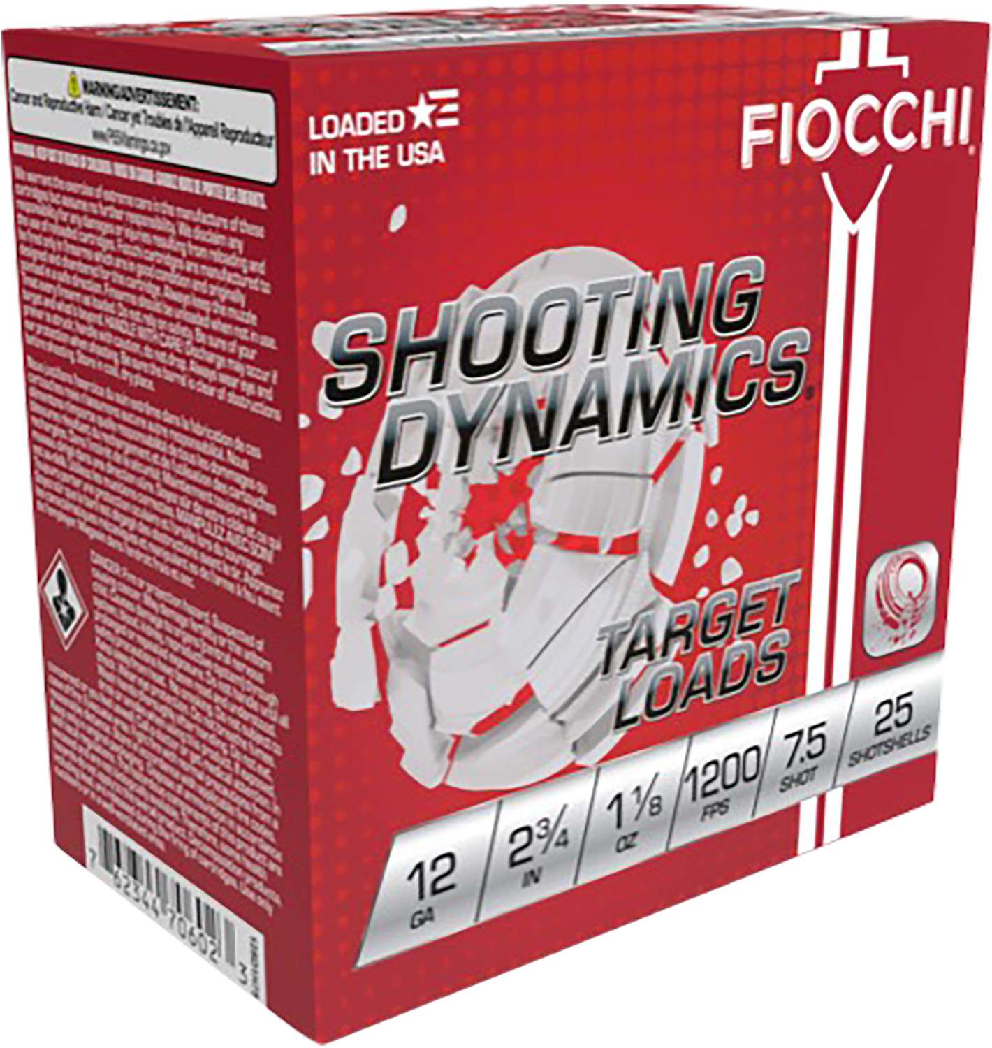 Fiocchi Shooting Dynamics 12 Gauge 2-3/4" #7.5 Shot 25rd 1 Fiocchi Shooting Dynamics Target 12 Gauge 2-3/4 Inch Number 7.5 Shot 25 Round Shotgun Ammunition