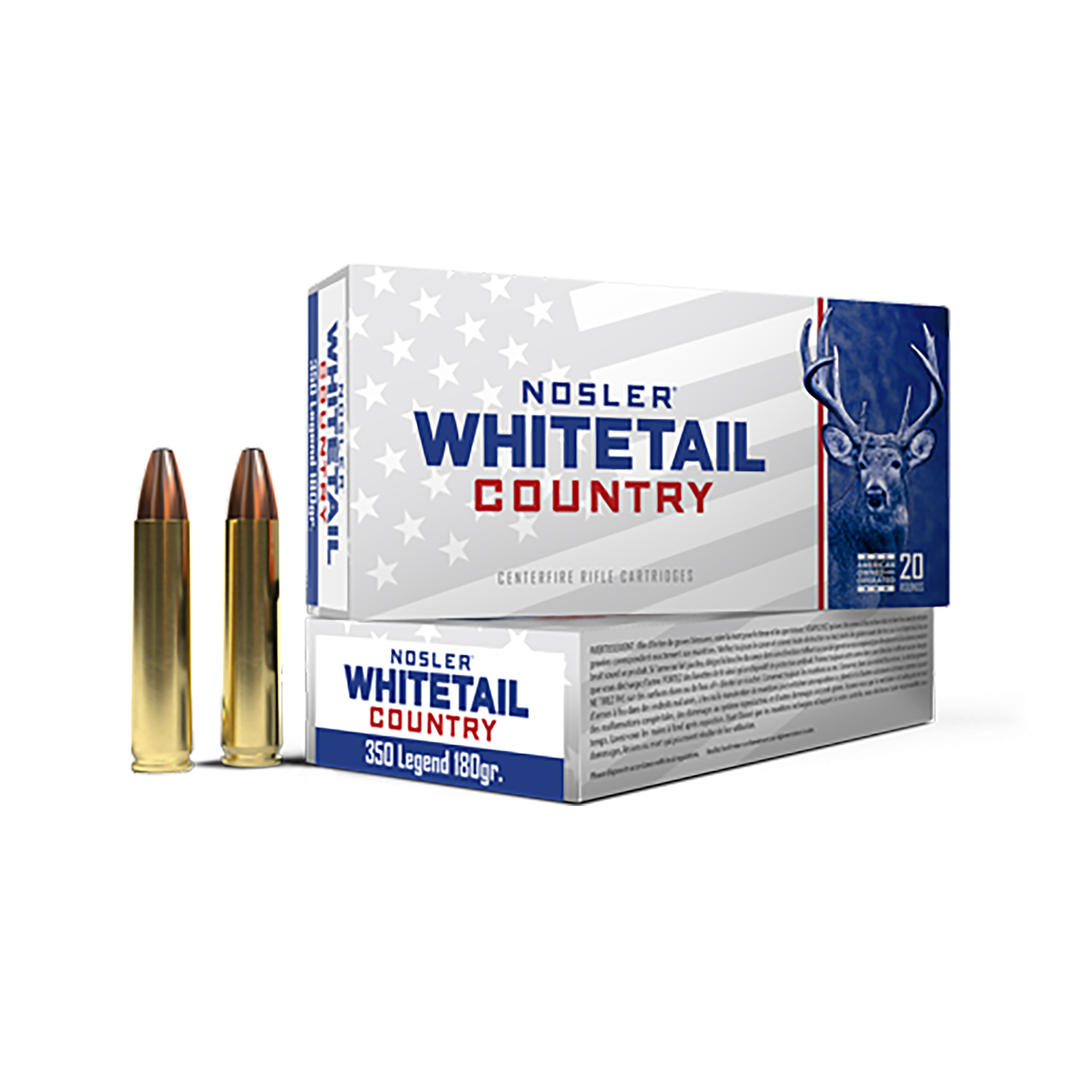 Nosler Whitetail Country 350 Legend 180 Grain Brass Rifle Ammunition 1 Nosler Whitetail Country 350 Legend 180 Grain Brass Rifle Ammunition