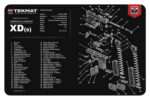 TekMat TEKR17XDS Springfield Armory XDs Cleaning Mat Black/White Rubber 11"x17" Springfield XDs Parts Diagram
