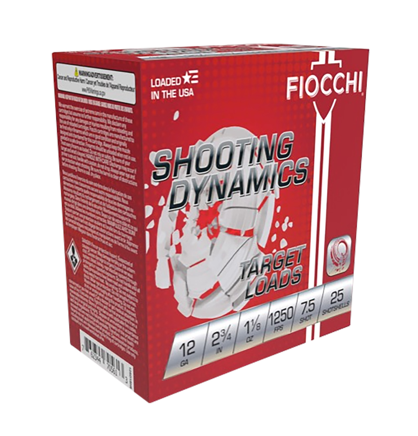 Fiocchi Shooting Dynamics 12 Gauge 2-3/4" 1-1/8oz #7.5 Shot 25rd 1 Fiocchi Shooting Dynamics 12 Gauge 2-3/4 Inch 1-1/8oz Number 7.5 Shot 25 Round Shotgun Ammunition
