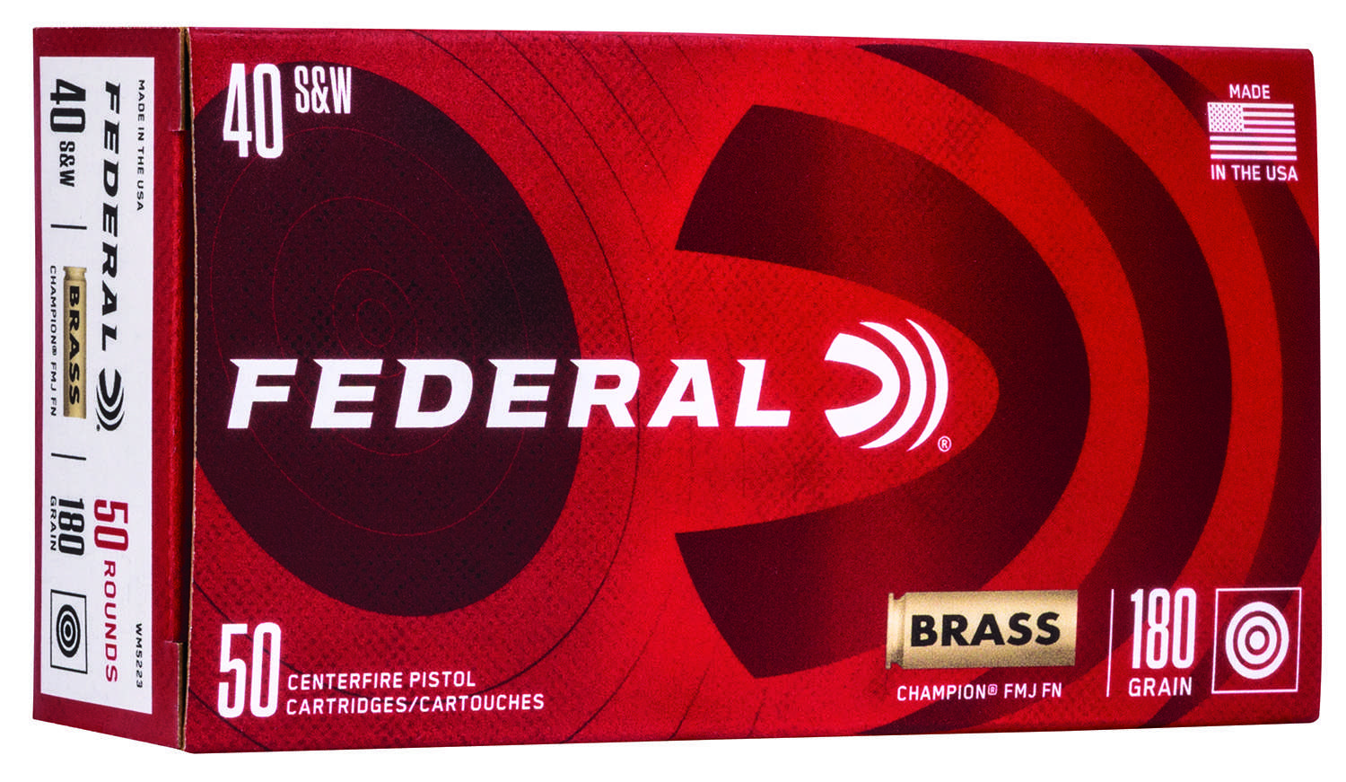 Federal WM5223 Champion Training 40S&W 180gr Full Metal Jacket 50 Per Box/20 Case 1 Federal WM5223 Champion Training 40S&W 180gr Full Metal Jacket 50 Per Box/20 Case
