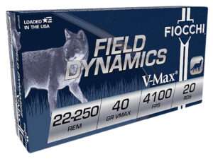 Fiocchi Field Dynamics 22-250 Remington 40 Grain V-Max Rifle Ammunition