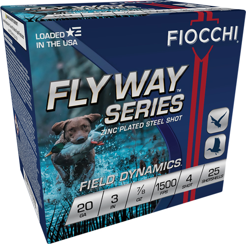 Fiocchi Flyway 20 Gauge 3 Inch 7/8 Ounce Number 4 Steel Shotgun Ammunition