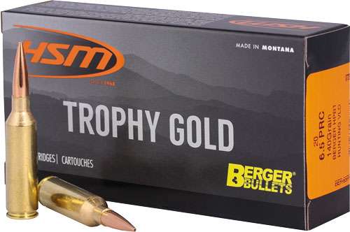 HSM Trophy Gold 6.5 PRC 140 Grain Berger VLD Rifle Ammunition