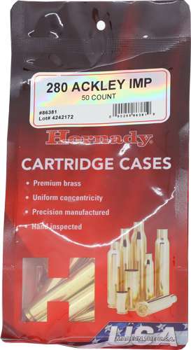 Hornady 280 Ackley Improved Unprimed Reloading Brass 50 Count