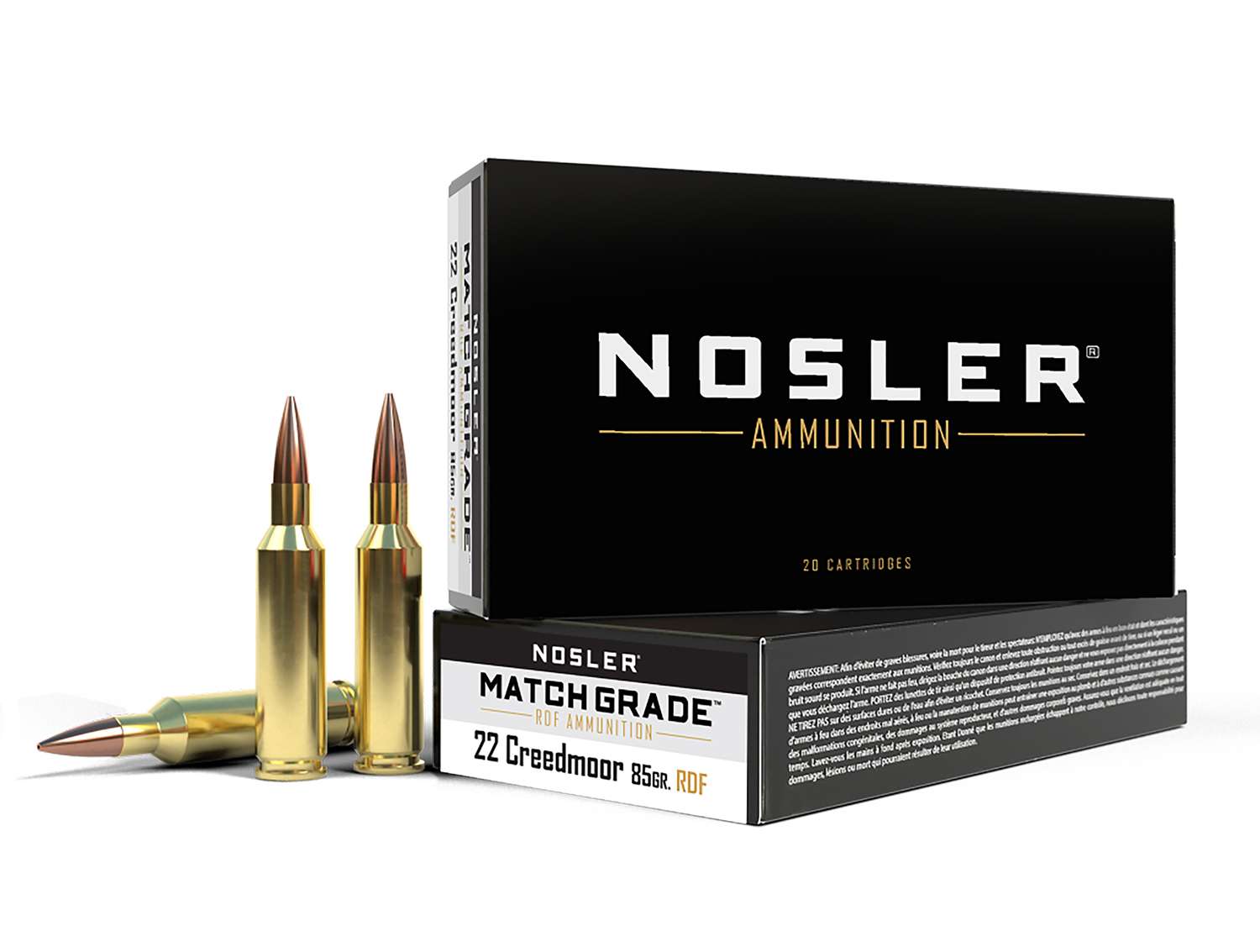 Nosler 51297 Match Grade 22Creedmoor 85gr RDF Hollow Point Boat Tail 20 Per Box/10 Case 1 Nosler 51297 Match Grade 22Creedmoor 85gr RDF Hollow Point Boat Tail 20 Per Box/10 Case